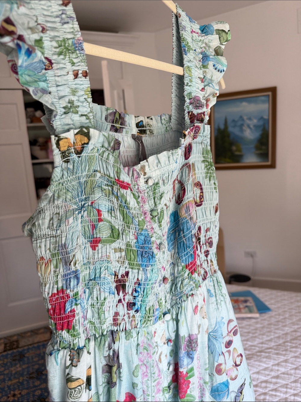 Anthropologie smocked midi dress